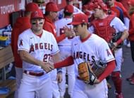Ohtani and Trout spotted in the dugout together while playing for the Angels - Source: Getty