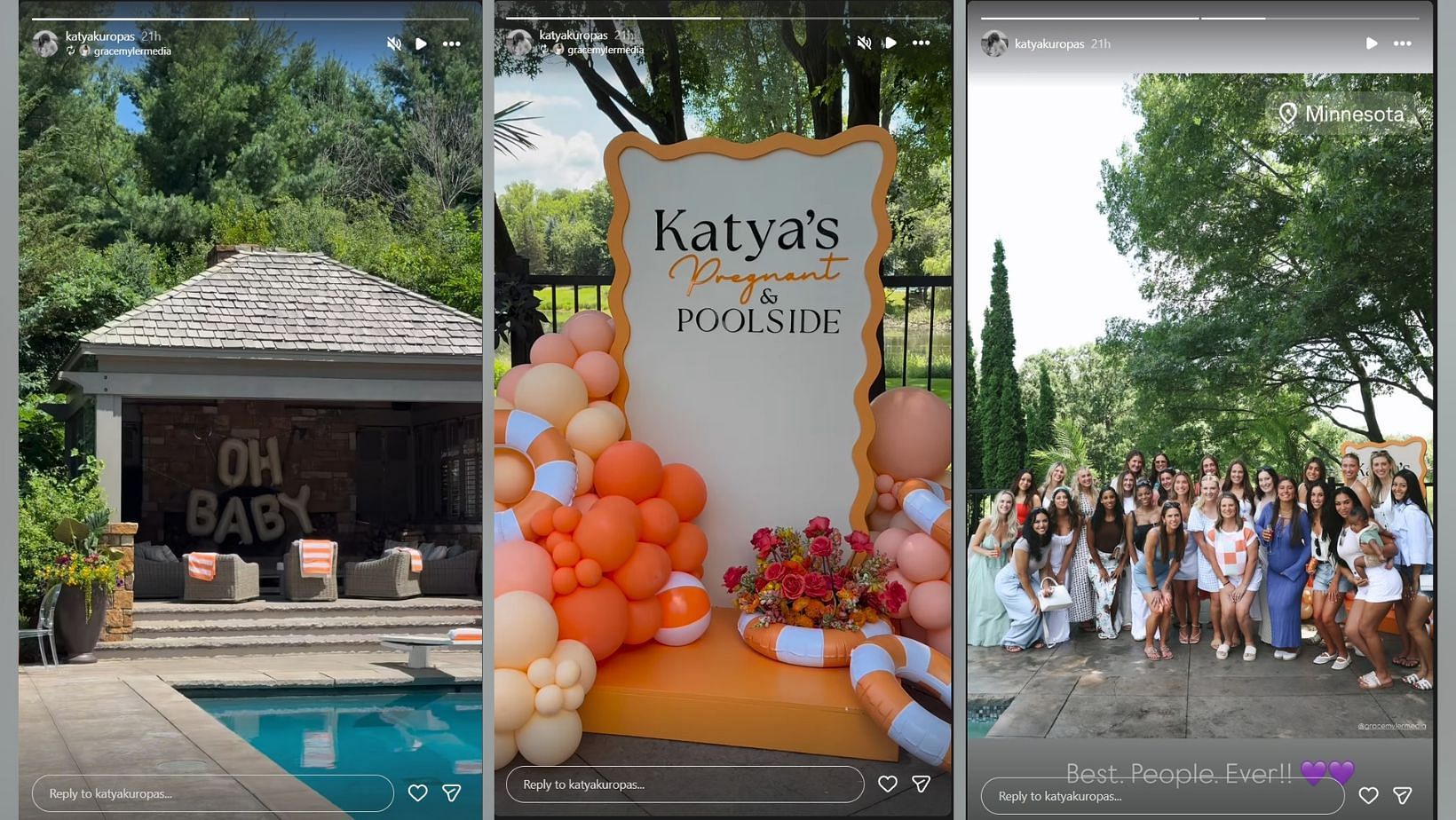 J.J. McCarthy&#039;s fianc&eacute;e Katya shares BTS from poolside baby shower in Minnesota (Image Credit: Katya/IG)