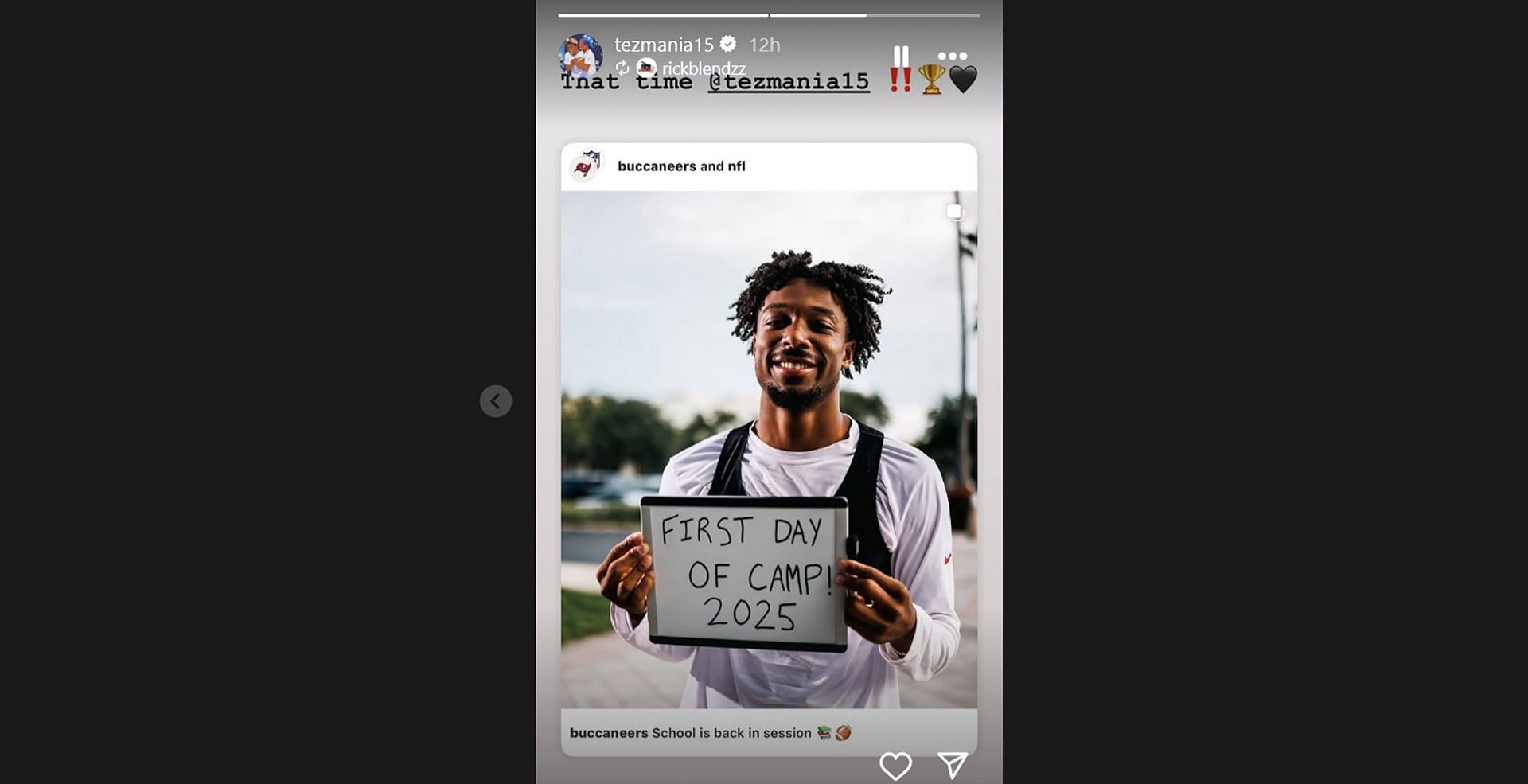 Tez Johnson shares a glimpse of his &ldquo;first day at camp&rdquo;/@tezmania15