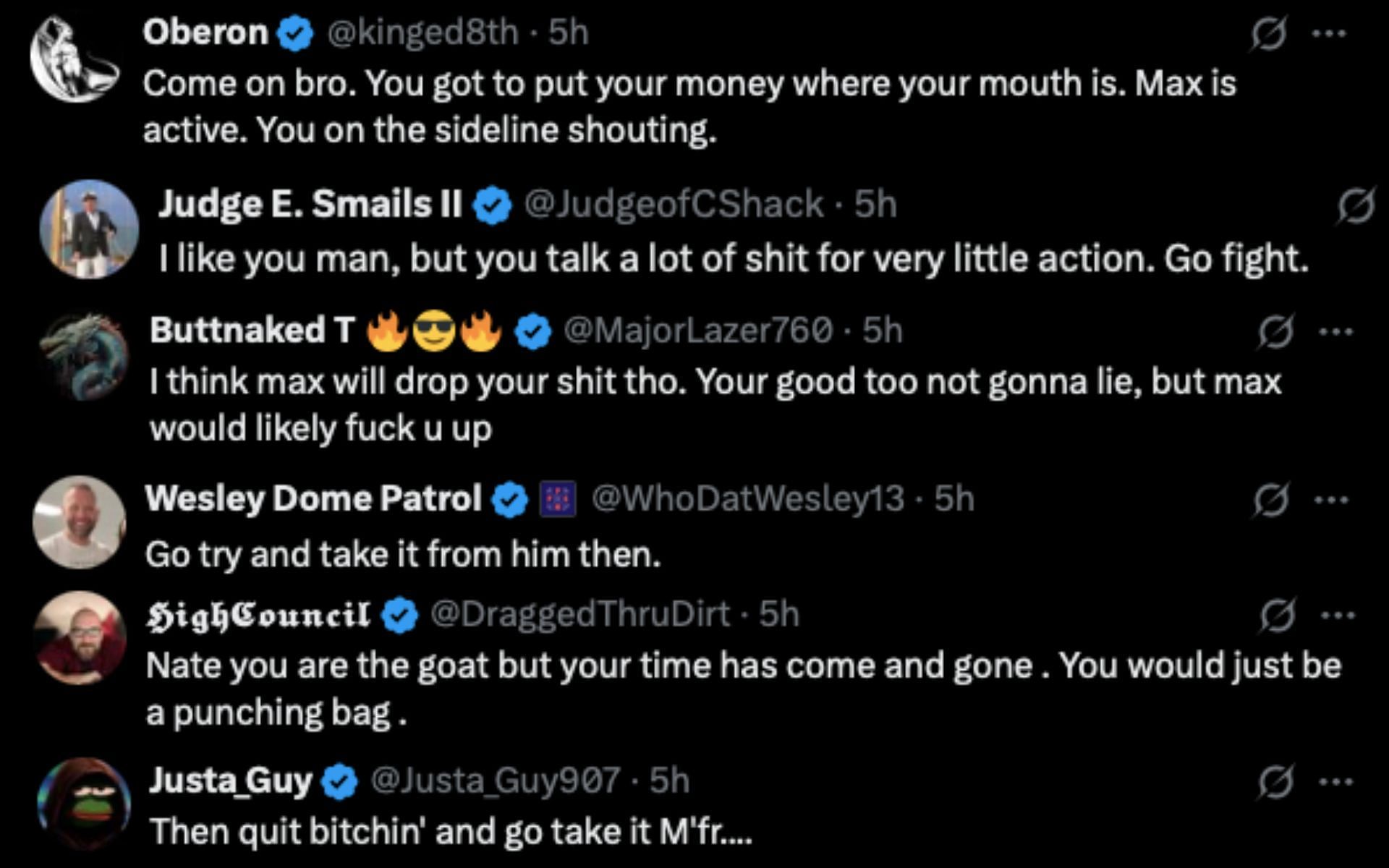 Screenshots from @NateDiaz209 on X