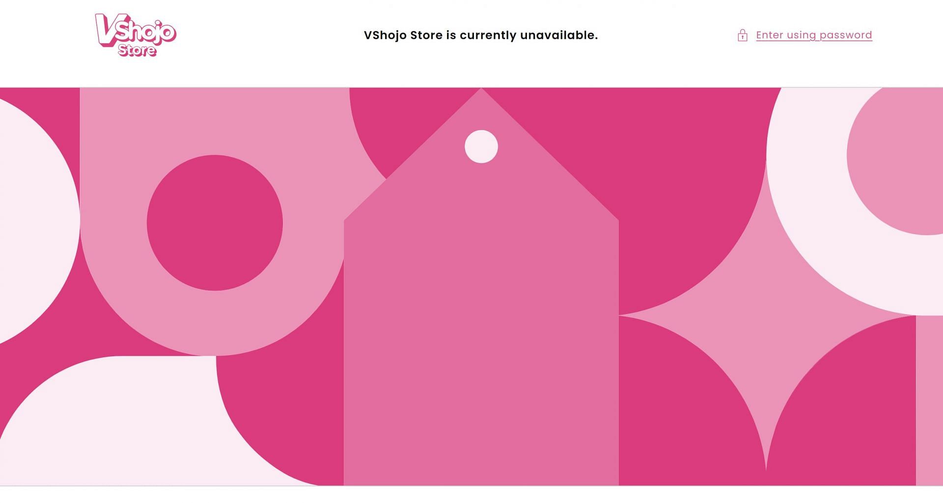 The official VShojo Store was taken down on July 22, 2025 (Image via store.vshojo.com)
