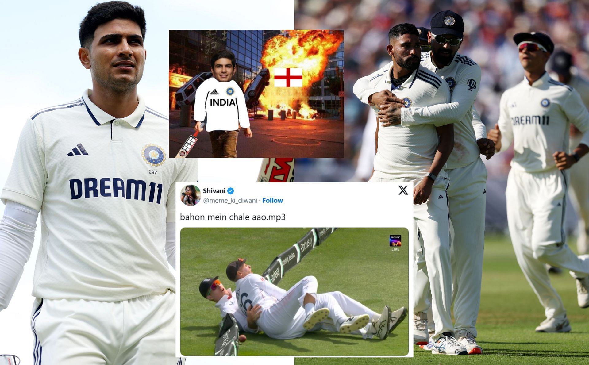 Top memes from Day 2 of IND vs ENG 2025 Test. (Images: X - BCCI, @meme_ki_diwani, @desi_bhayo88)