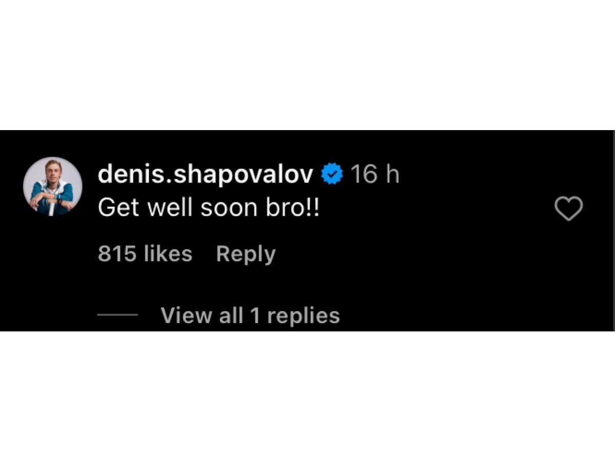 Shaovalov&rsquo;s comment on Instagram