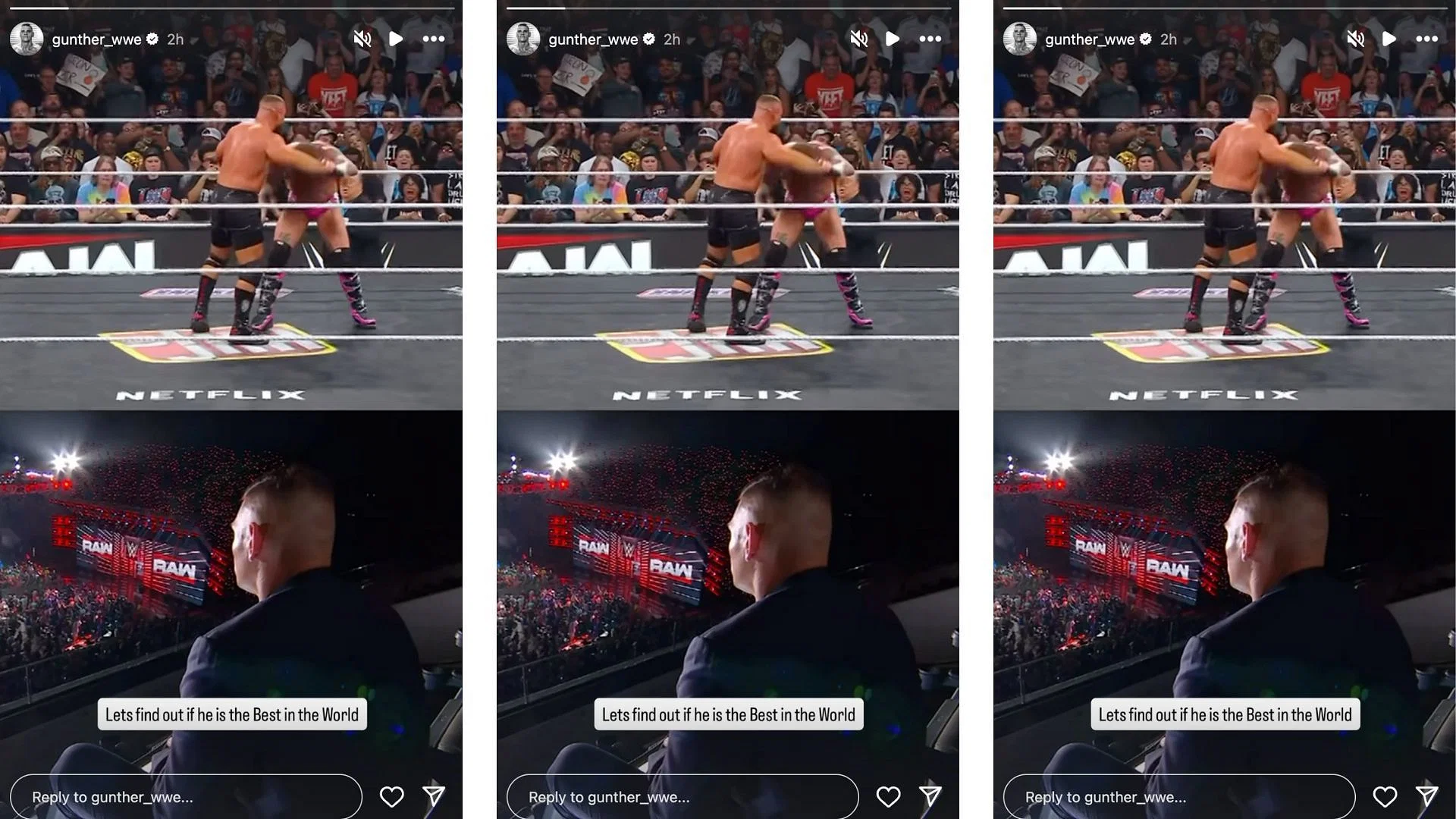 The champion sent a message to Punk today on social media. [Image credit: Gunther on Instagram]