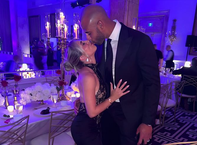 "Season of love": Darnell Nurse's wife shares a kiss with beau at ex-Oilers teammates' wedding