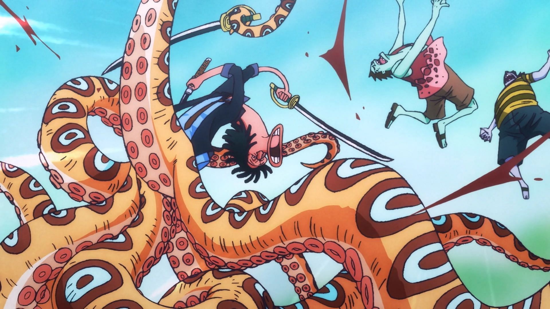 Hyouzou&#039;s Eight Sword Style as seen in One Piece (Image via Toei Animation)