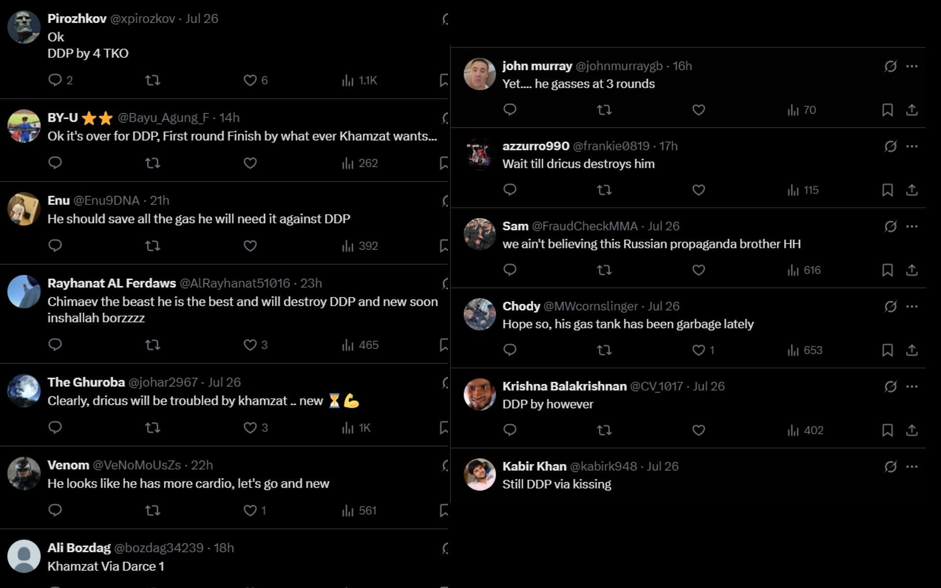 Fans react to Khamzat Chimaev&#039;s new training footage. [Screenshots courtesy: @RedCorner_MMA on X]