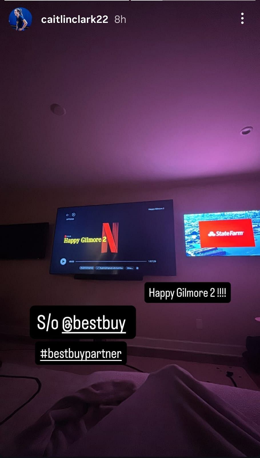 Caitlin Clark watches Happy Gilmore 2