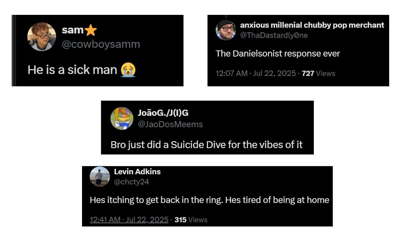 Fan reactions [Screenshots taken from WrestlePurists&#039; X]