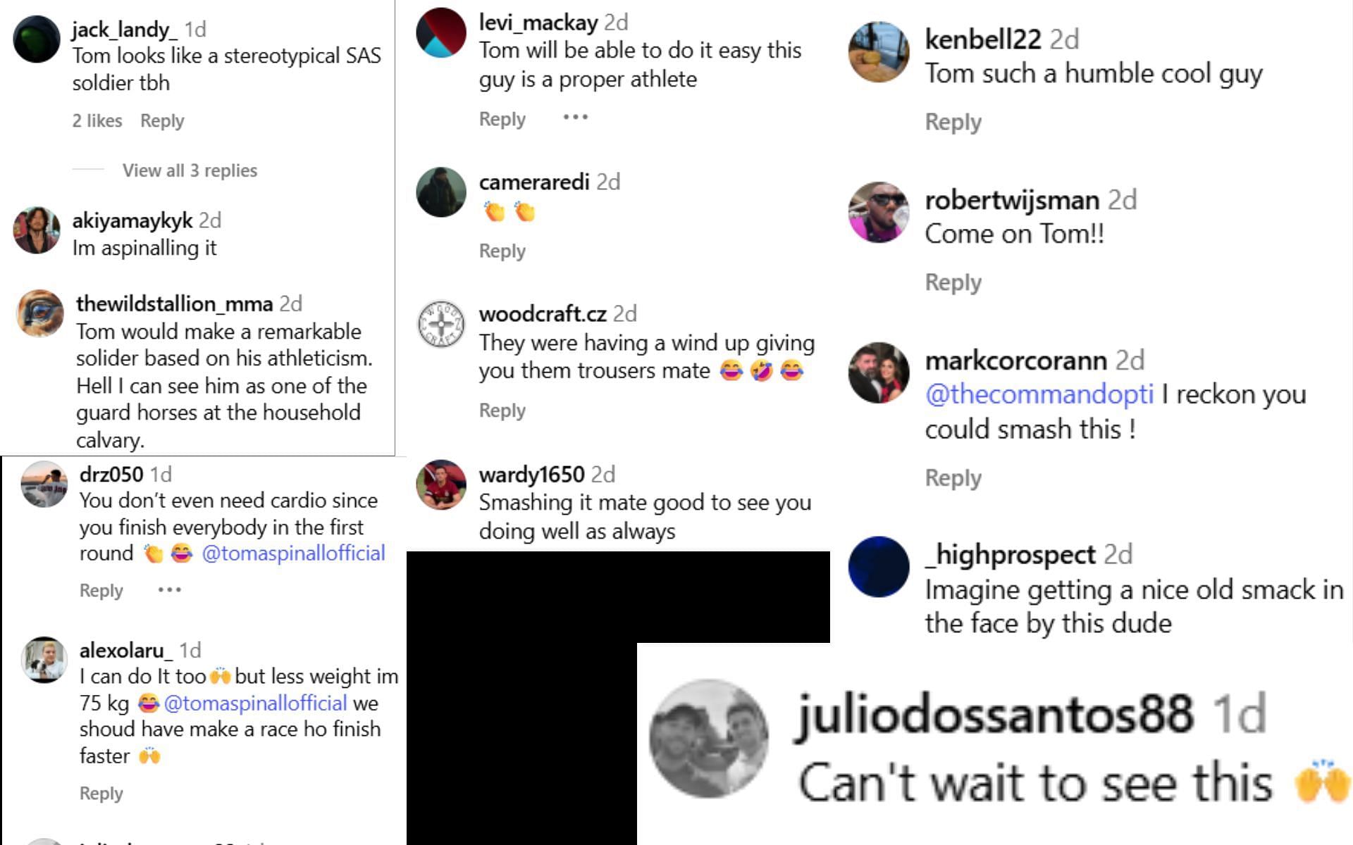 Fans react to Tom Aspinall&#039;s recent training video with Farren Morgan. [Screenshots courtesy: @tomaspinallofficial on Instagram]