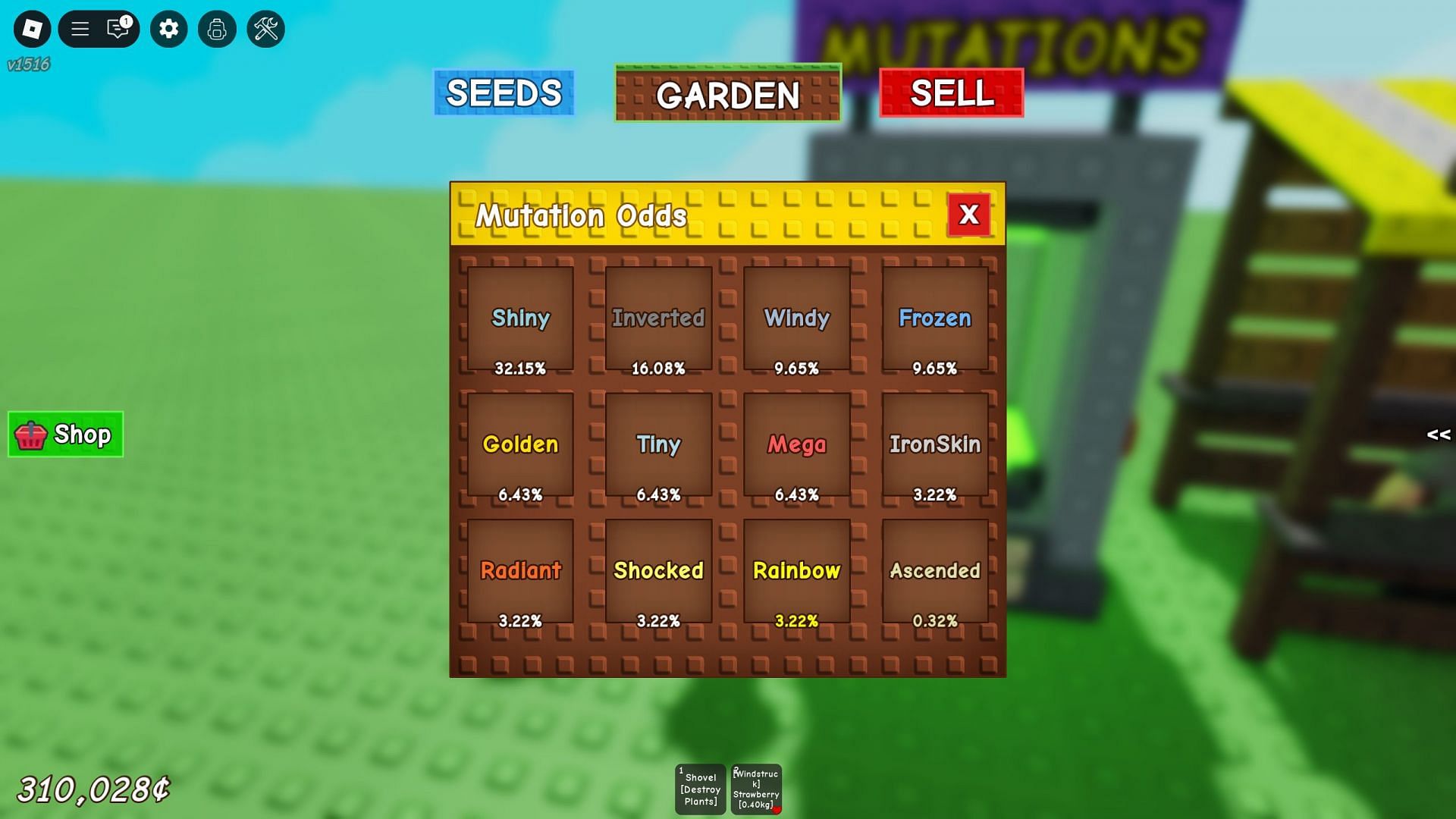 Mutation chance for a Pet in Grow a Garden (Image via Roblox)