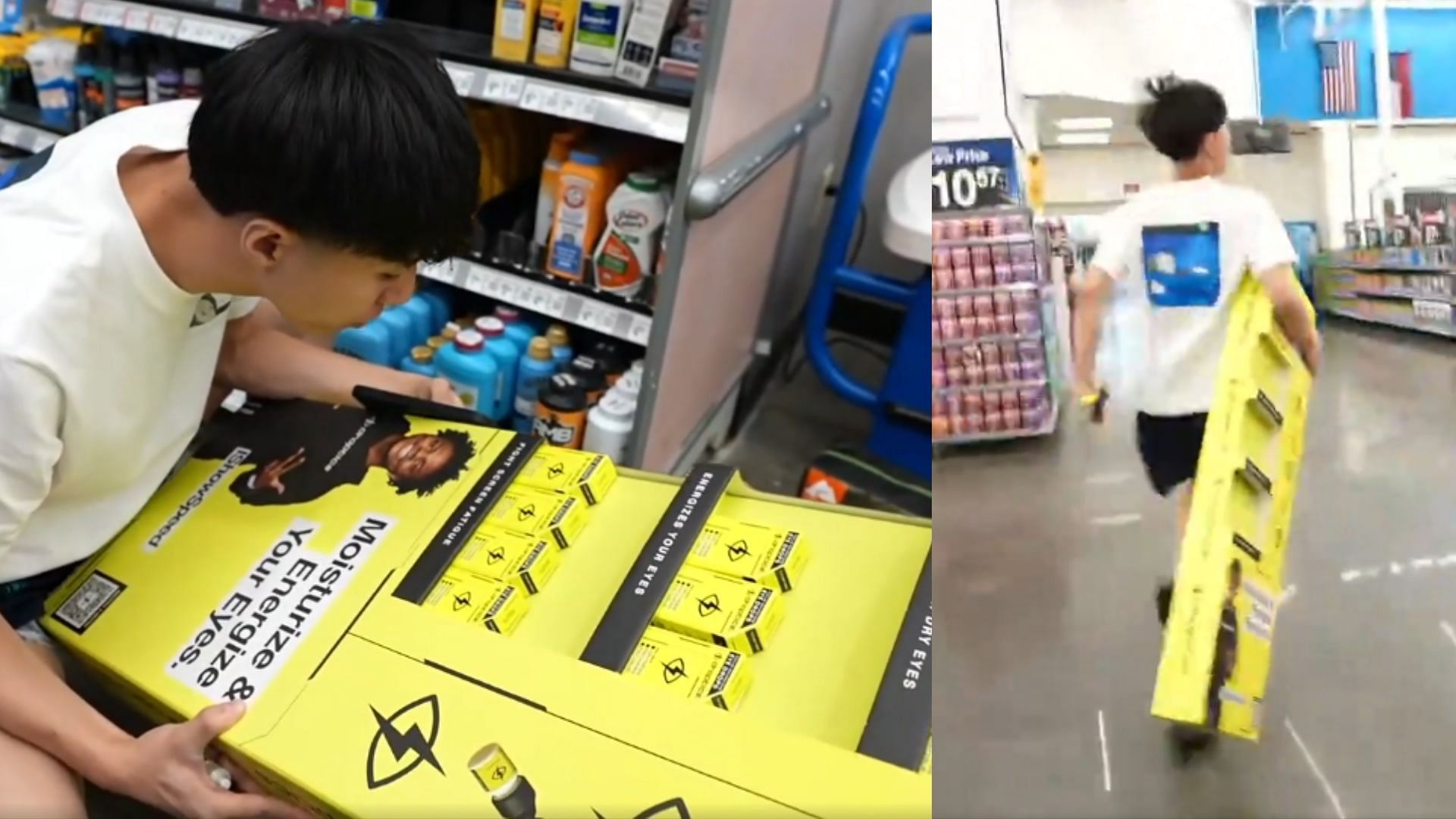 Rayasianboy was seen running out of Walmart with IShowSpeed-backed products (Images via rayasianboy/Twitch)  