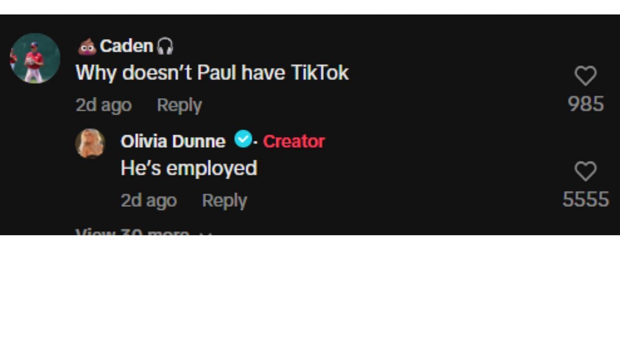 Comments section on Olivia Dunne&#039;s post