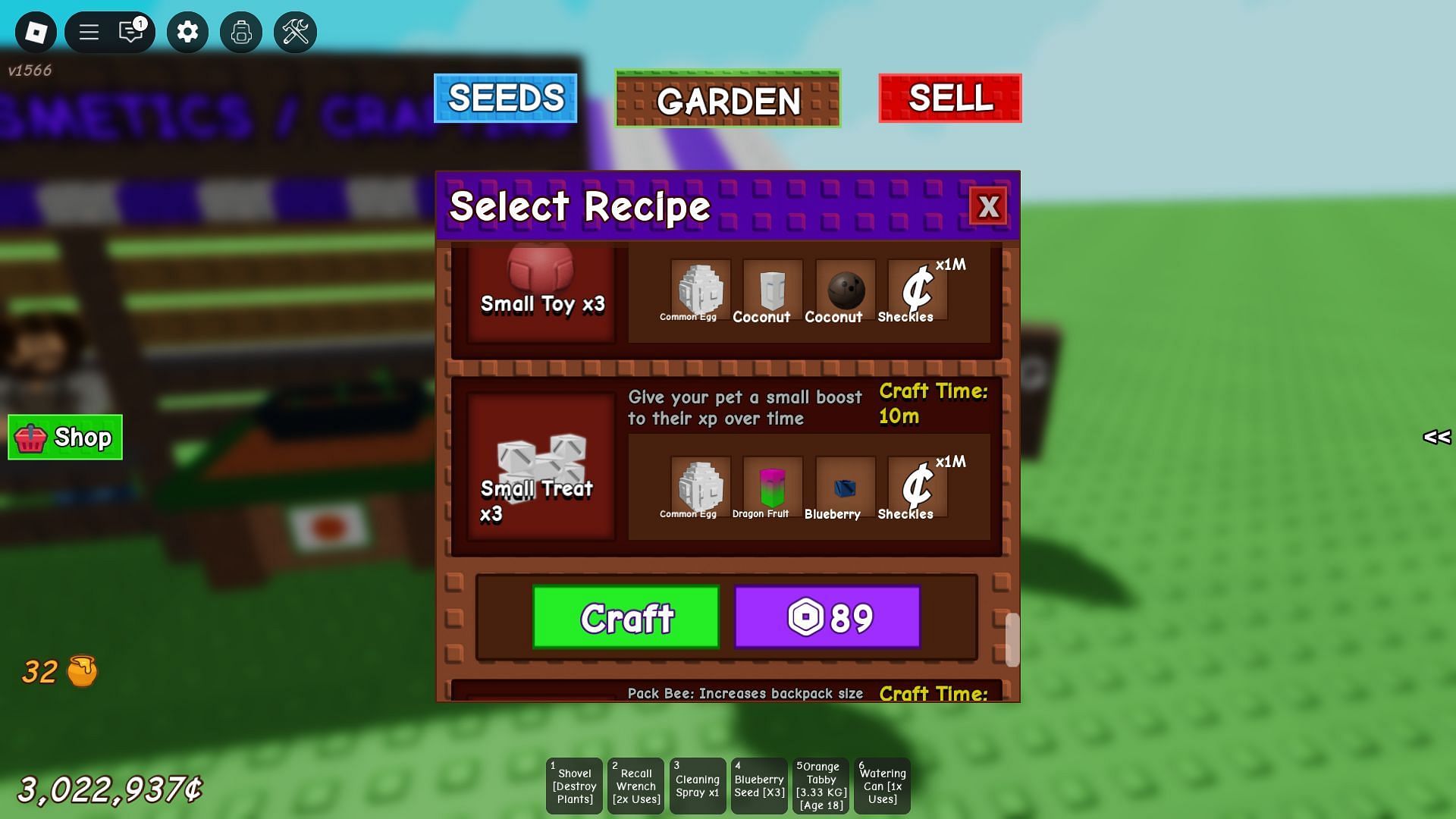 Crafting Small Treats (Image via Roblox)