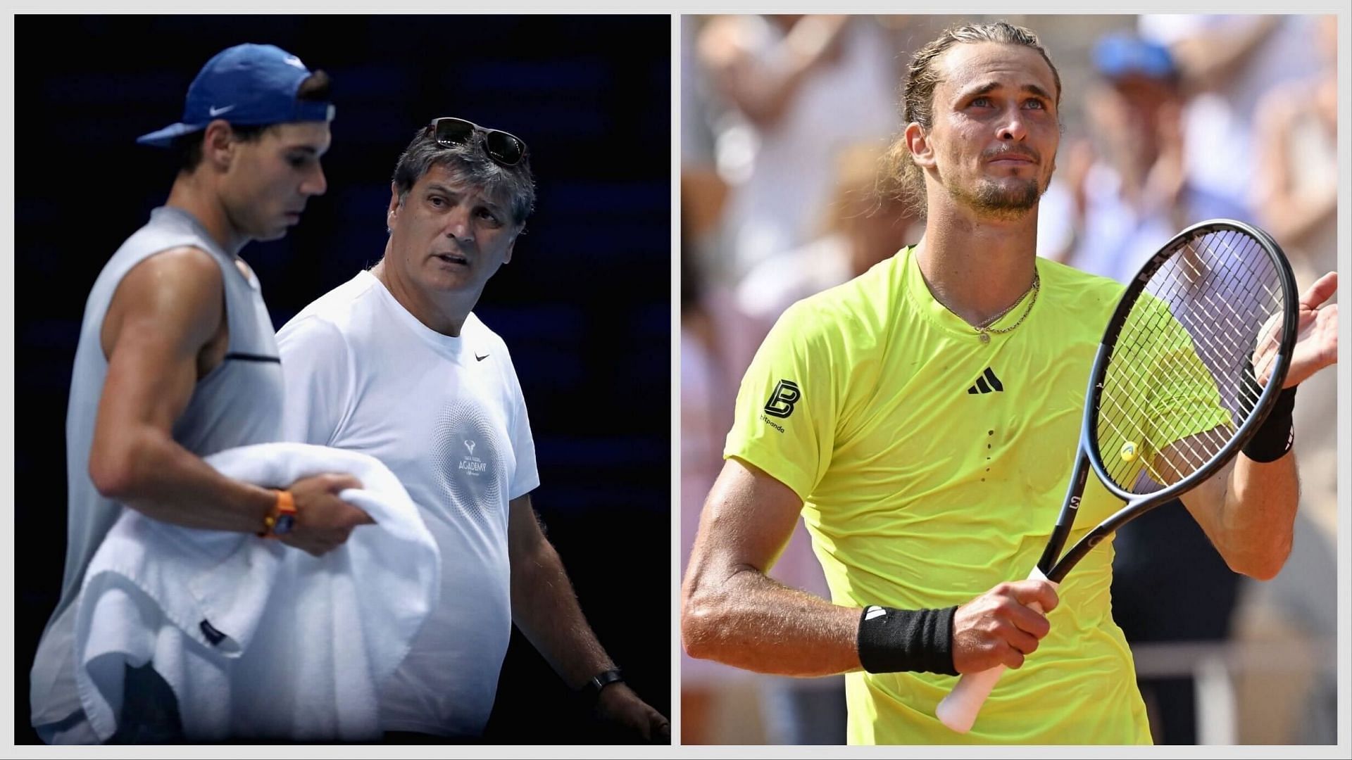 Rafael and Toni Nadal and Alexander Zverev