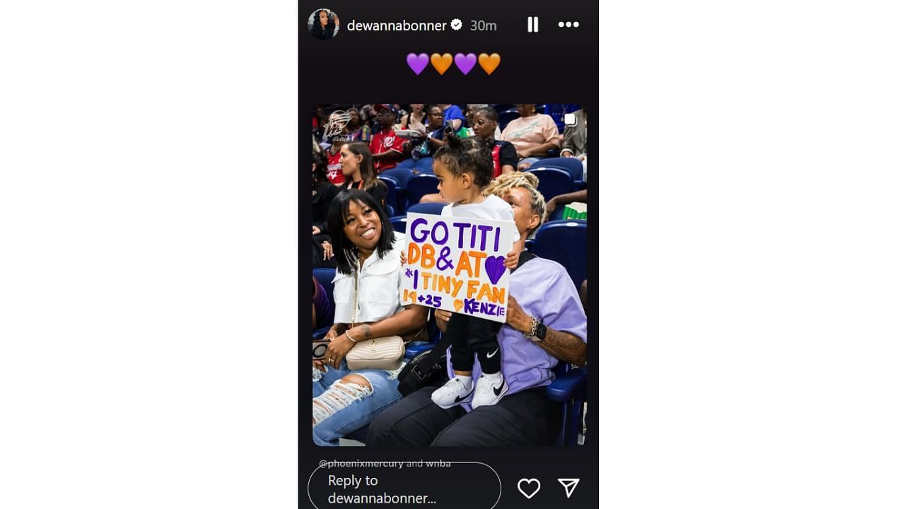 DeWanna Bonner shows love to &quot;tiny fan,&quot; who supported her and her girlfriend, Alyssa Thomas. [photo: @dewannabonner/IG]