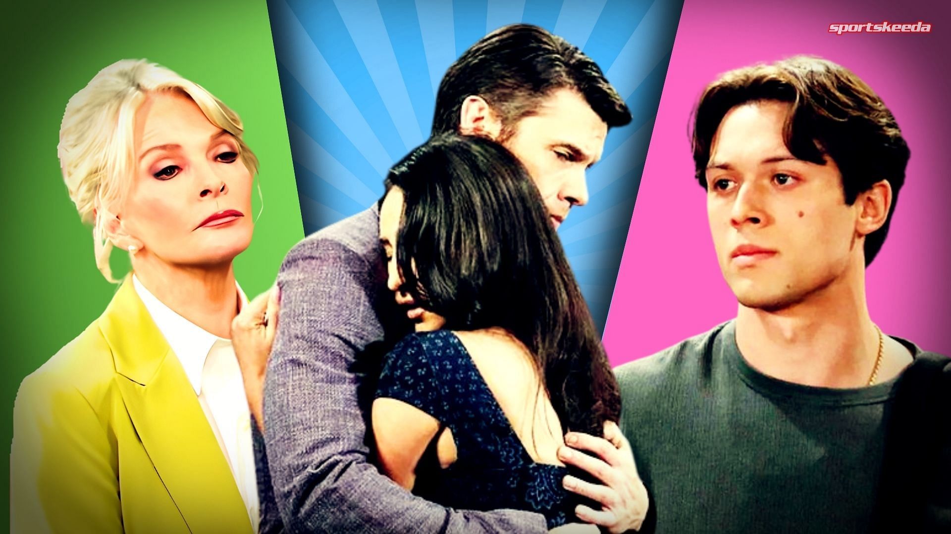 From left, Marlena, Xander, Gabi and Tate on Days of Our Lives (Custom edit by Sportskeeda, Original Images via Peacock/@Days of Our Lives)