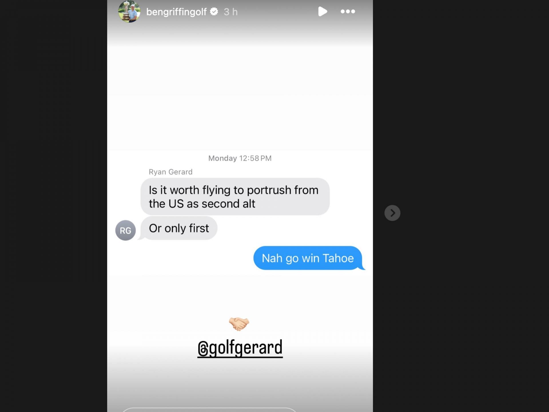 Image via instagram@bengriffingolf