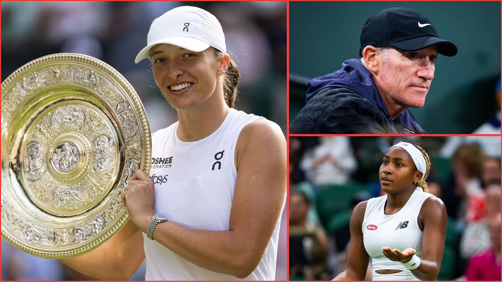 Iga Swiatek (L) Brad Gilbert (top) Coco Gauff (bottom) | Getty