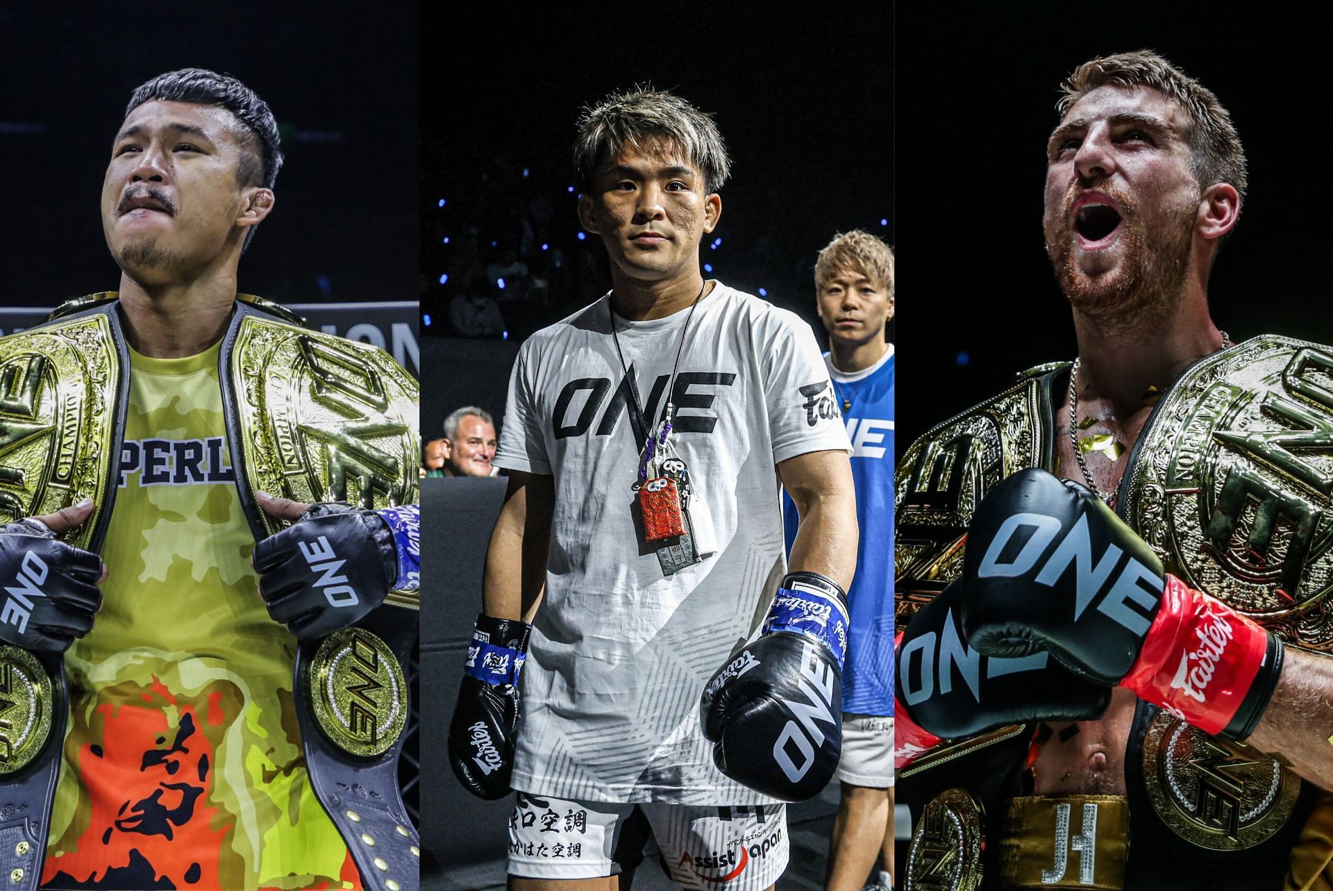(From left) Superlek Kiatmoo9, Yuki Yoza, Jonathan Haggerty. [Images courtesy from ONE Championship]
