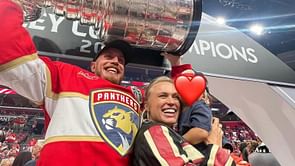 Nate Schmidth’s wife Allie muses about her non-pregnant version's celebration of Panthers' Stanley Cup win at iconic Elbo Room