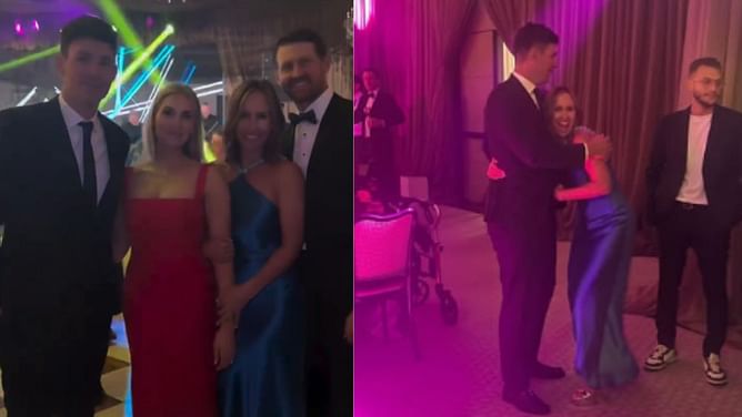 Jeff Petry's wife, Julie, tries to get Carey Price 'back on the dance floor' at Nick Suzuki’s wedding reception