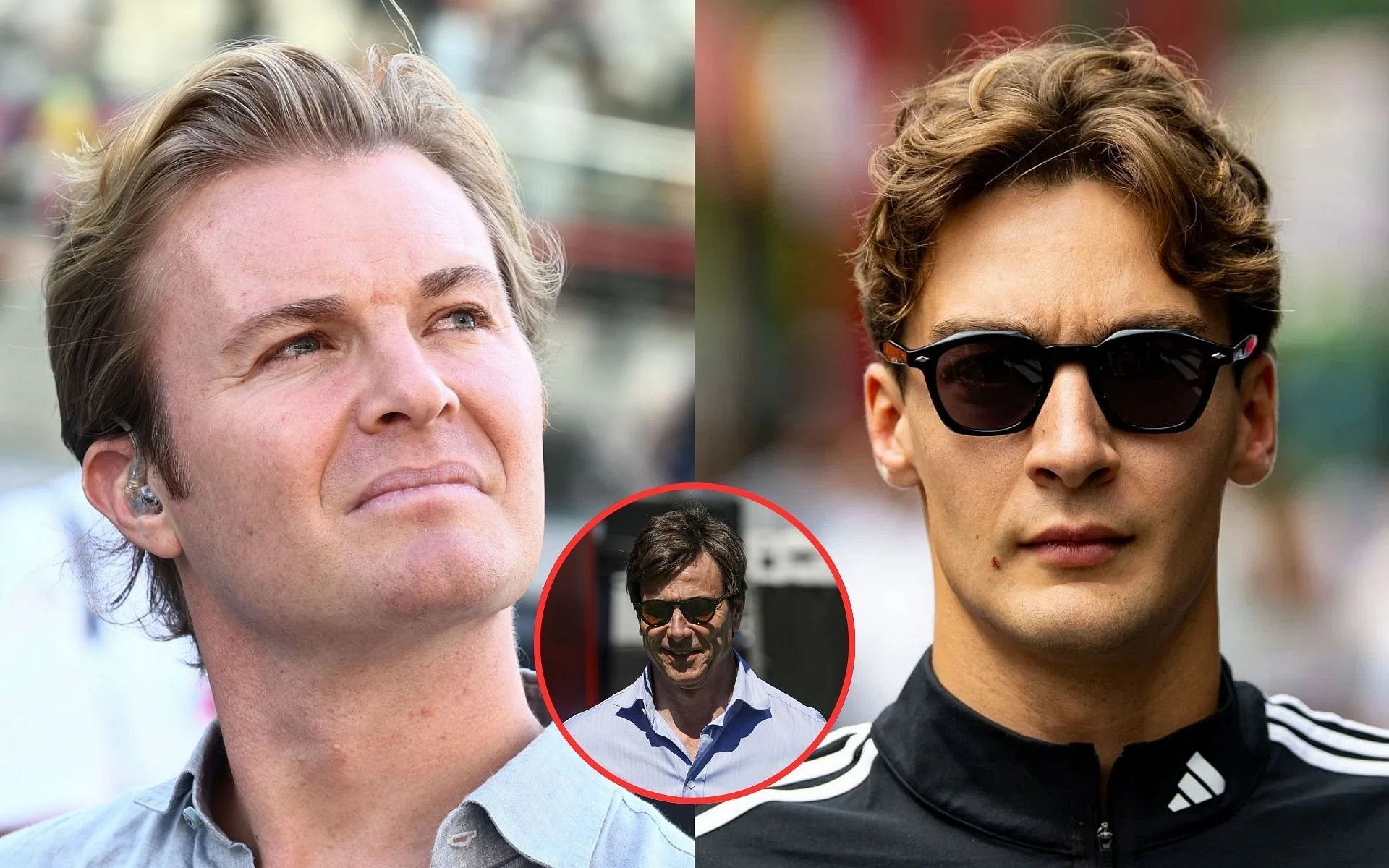 Nico Rosberg, Toto Wolff, and George Russell