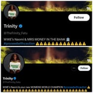 Naomi changed her X bio. (Photo: @TheTrinity_Fatu on X)