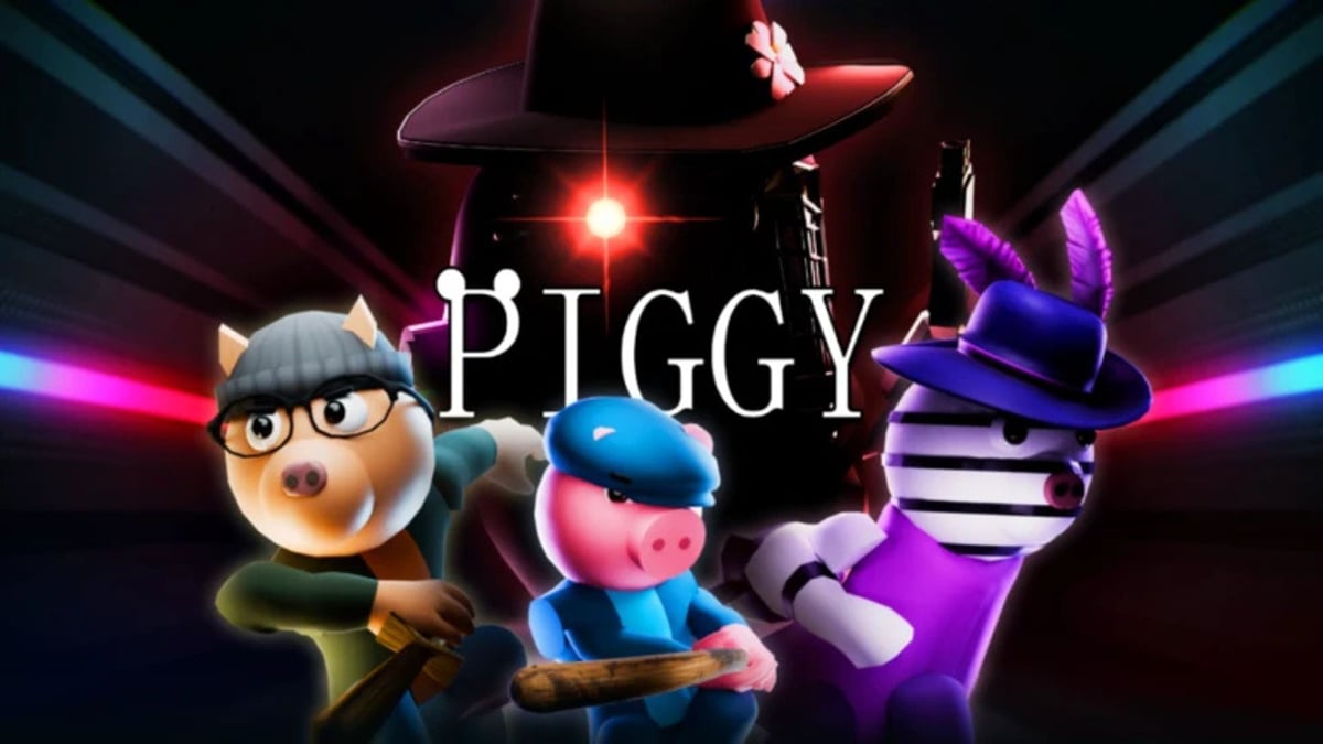 Promotional artwork showing characters from the Roblox game Piggy