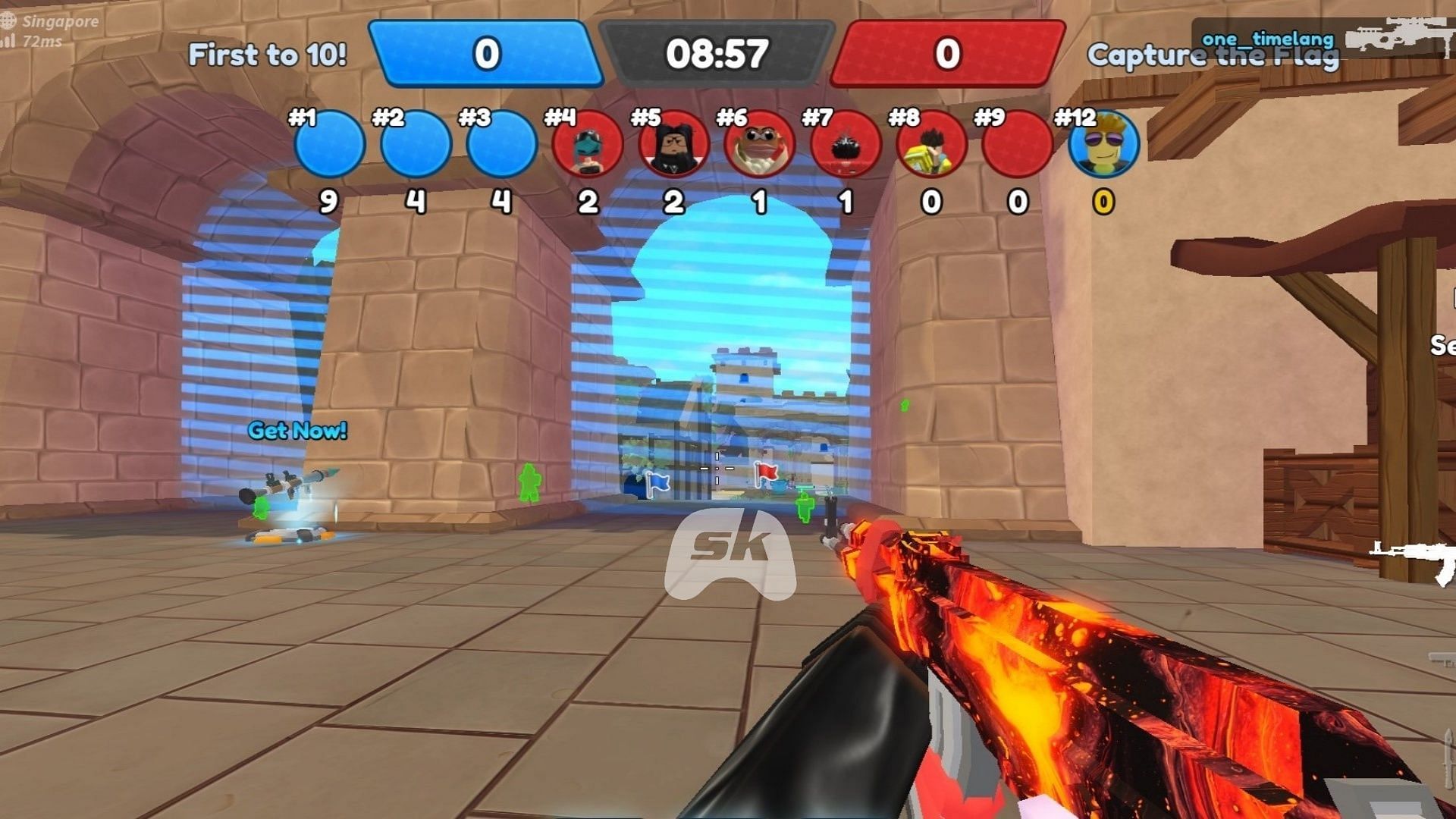 Playing matches in Hypershot (Image via Sportskeeda Gaming || Roblox)