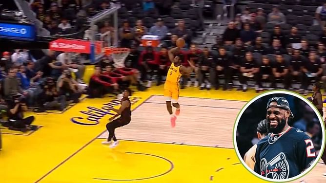 LeBron James reacts after Bronny James viciously dunks on critics and puts uber-athleticism on display
