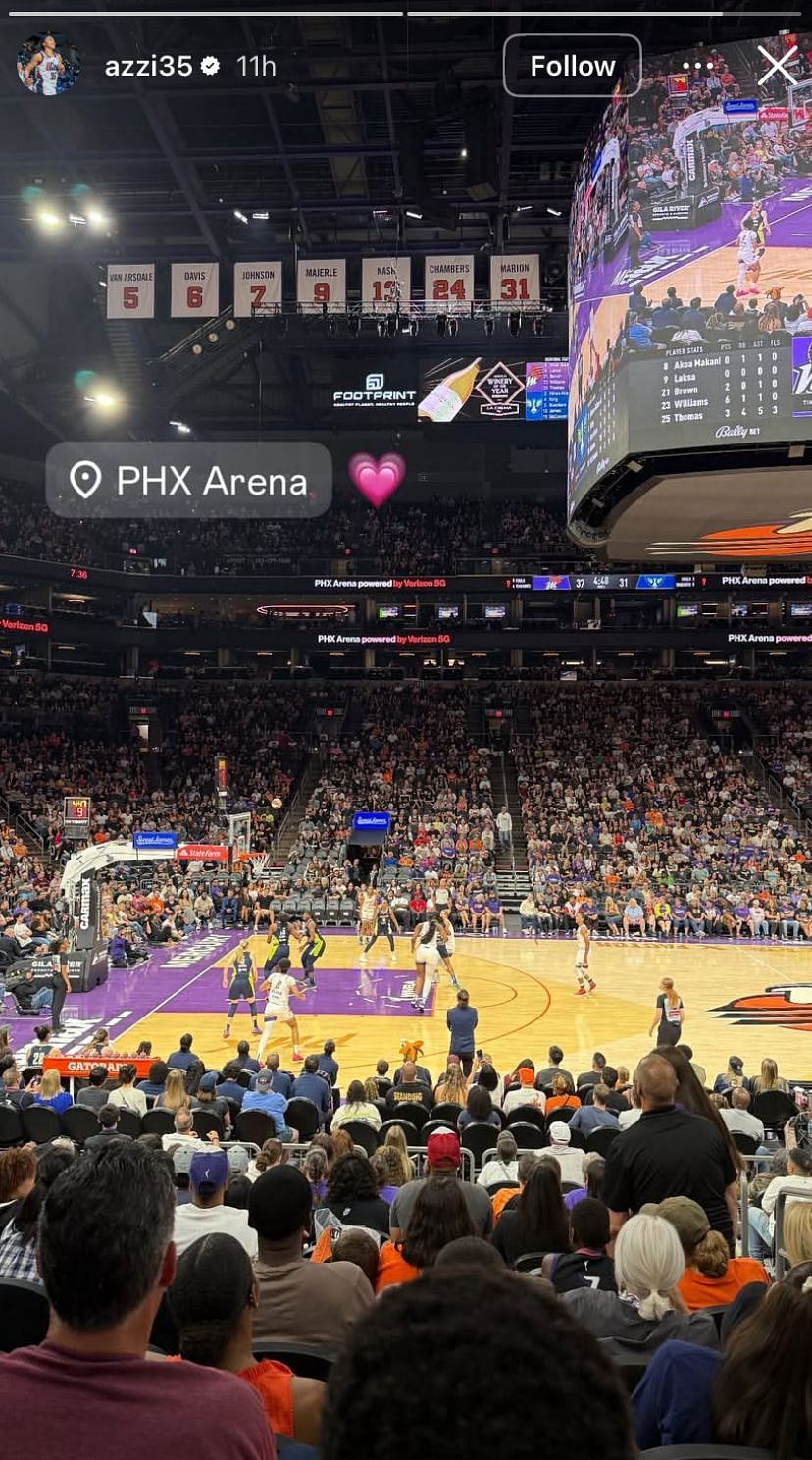 Paige Bueckers&rsquo; &lsquo;GF&rsquo; Azzi Fudd shows up for Wings star&rsquo;s support as Mercury emerge victorious - Image source: Instagram/azzi35