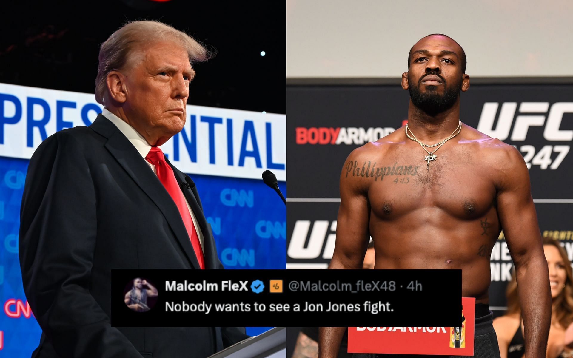 Jon Jones (right) teases UFC return after Donald Trump