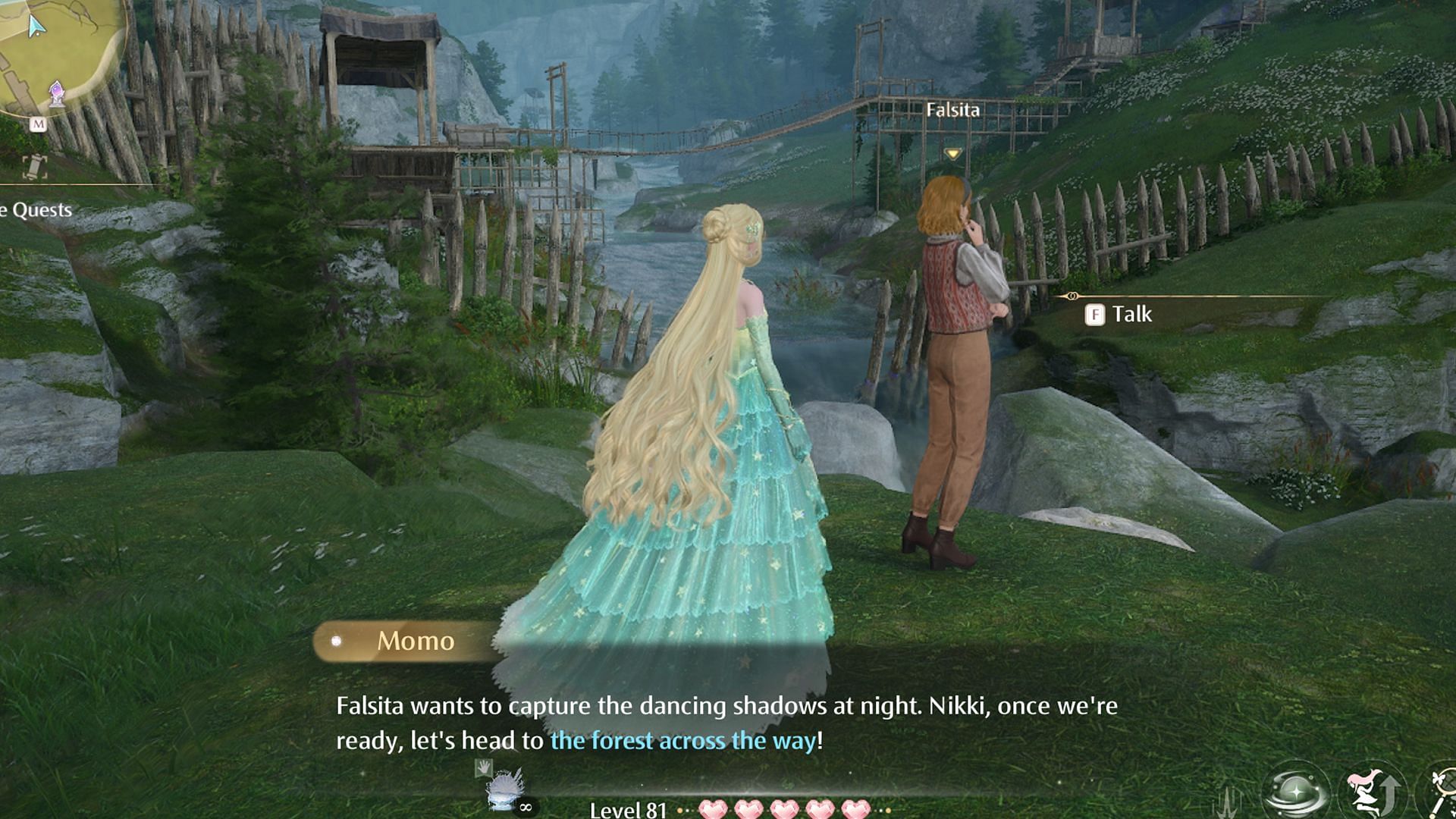 Converse with Falsita to begin the quest (Image via Sportskeeda Gaming/Infold Games)