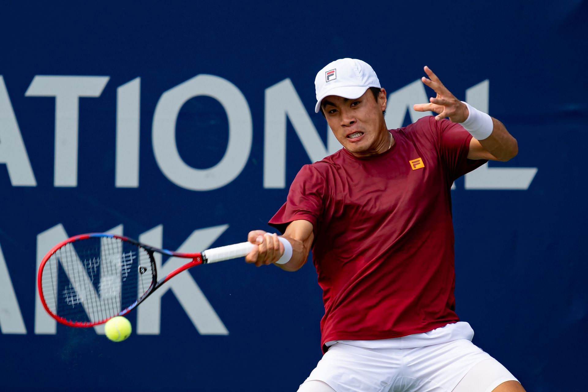 Brandon Nakashima hits a forehand in Toronto | Image Source: Getty