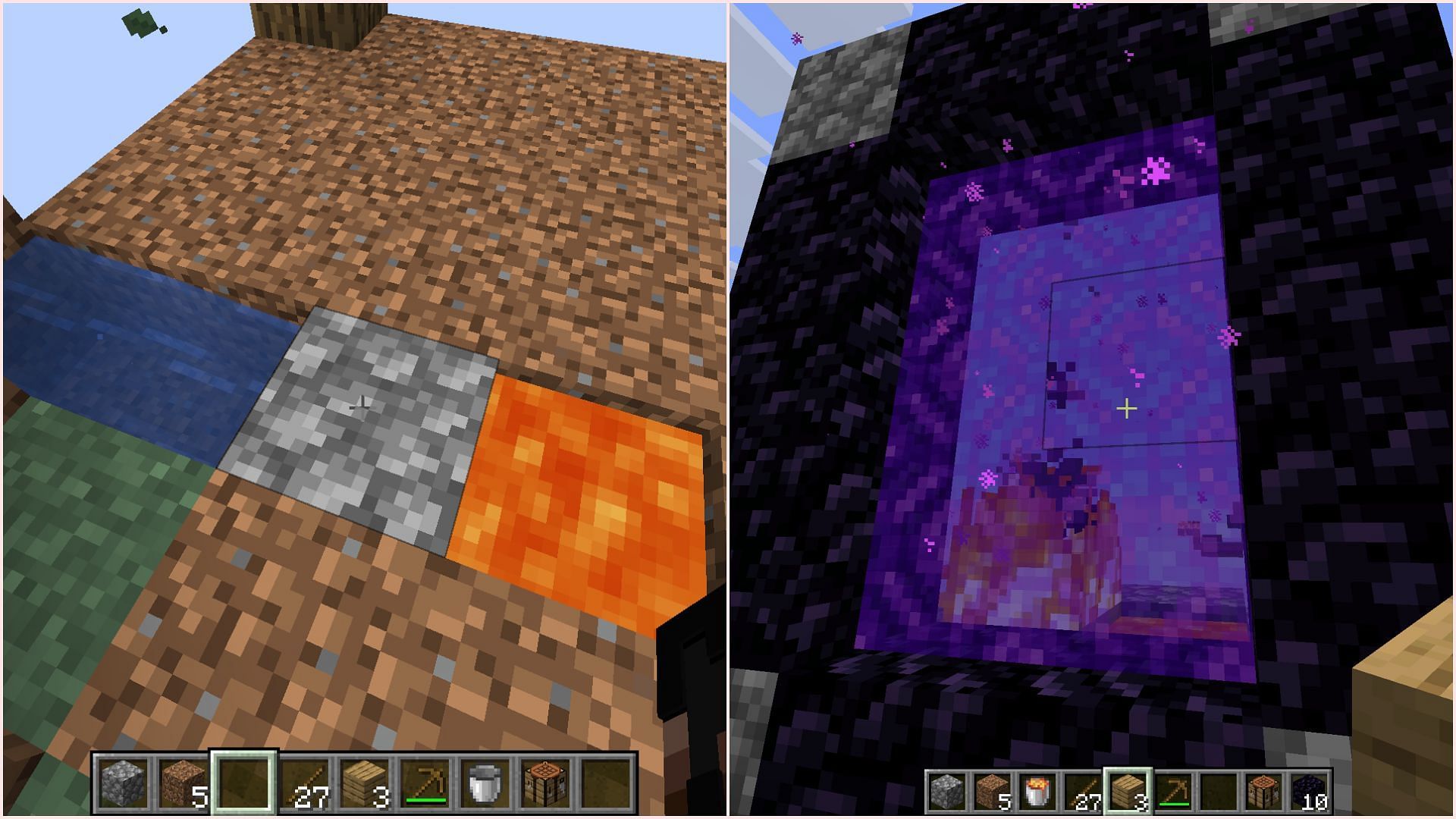 You can eventually enter the Nether in SkyBlock (Image via Sportskeeda Gaming || Mojang Studios)
