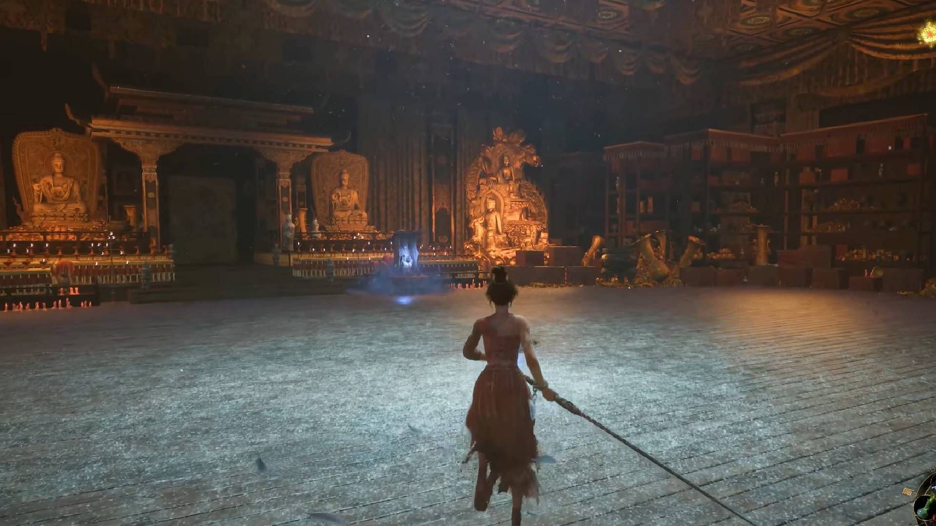 Snowfall Palace inside the temple (Image via 505 Games || YouTube@Gamer&#039;s Little Playground)