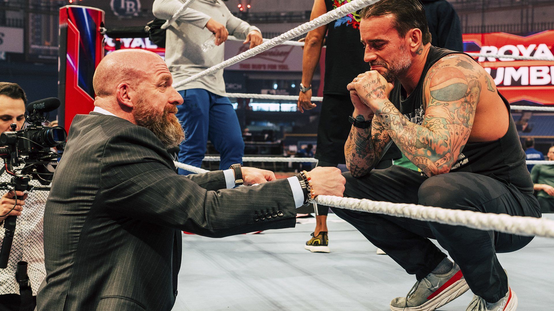 Triple H and CM Punk backstage at the 2024 Royal Rumble (Image via WWE.com)
