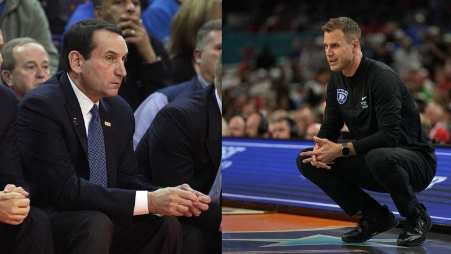 Former Duke coach Mike Krzyzewski and Jon Scheyer