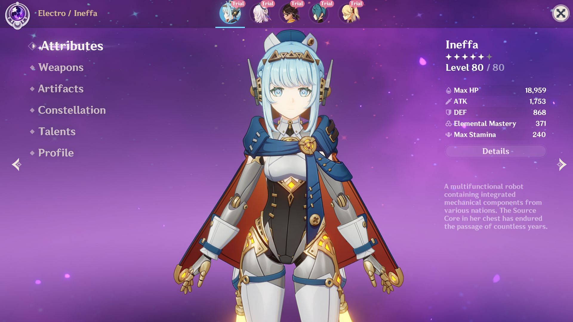 Ineffa in Genshin Impact (Image via Sportskeeda Gaming/HoYoverse)