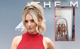 Racer Lindsay Brewer dons blue and white bikini during Caribbean vacation