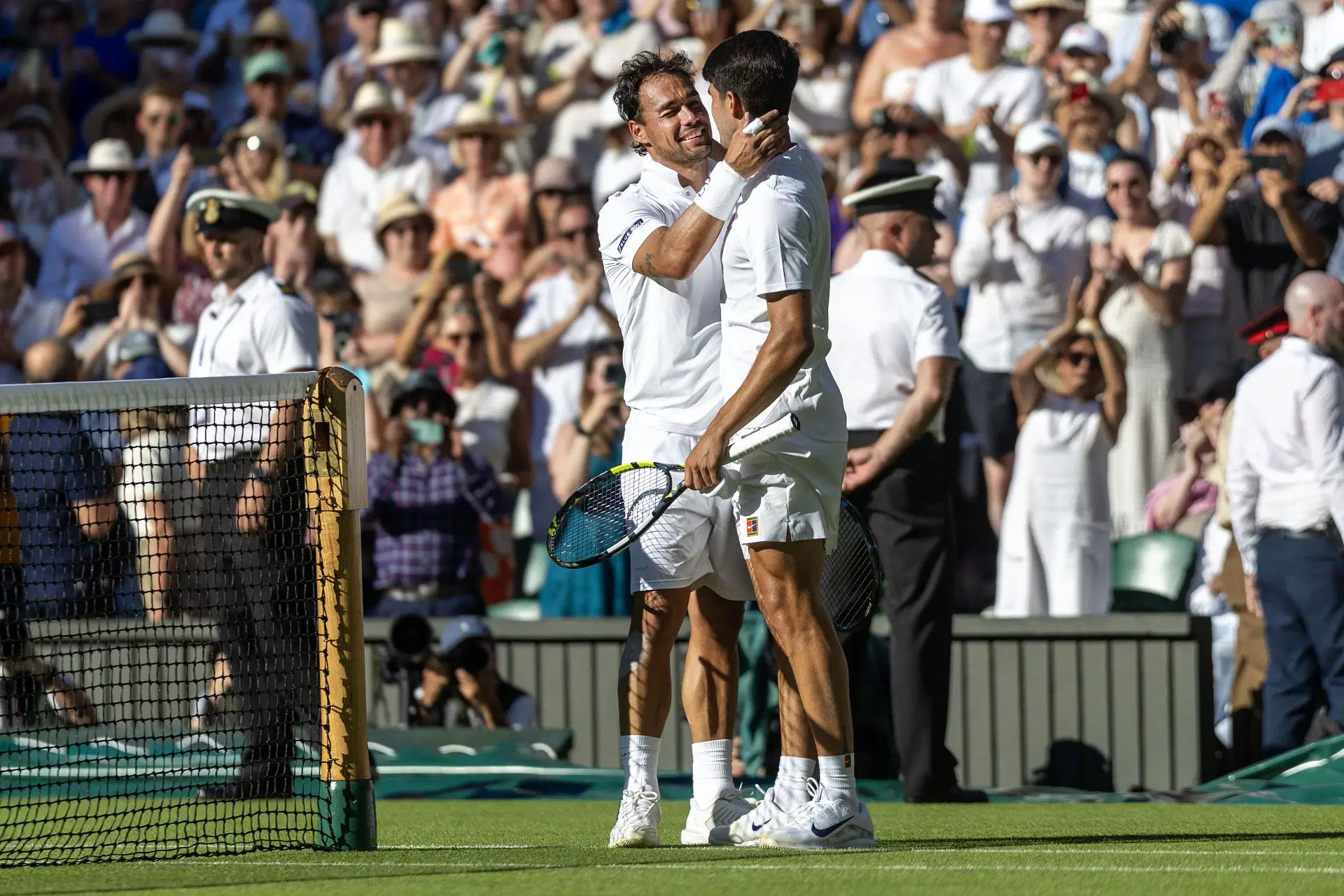 Fabio Fognini and Carlos Alcaraz pictured at the 2025 Wimbledon Championships | Image Source: Getty