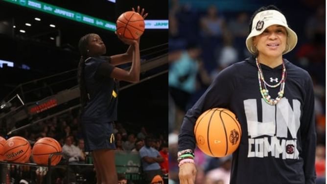 Dawn Staley takes note of South Carolina freshman Agot Makeer's stellar performance for Team Canada in U19 World Cup win