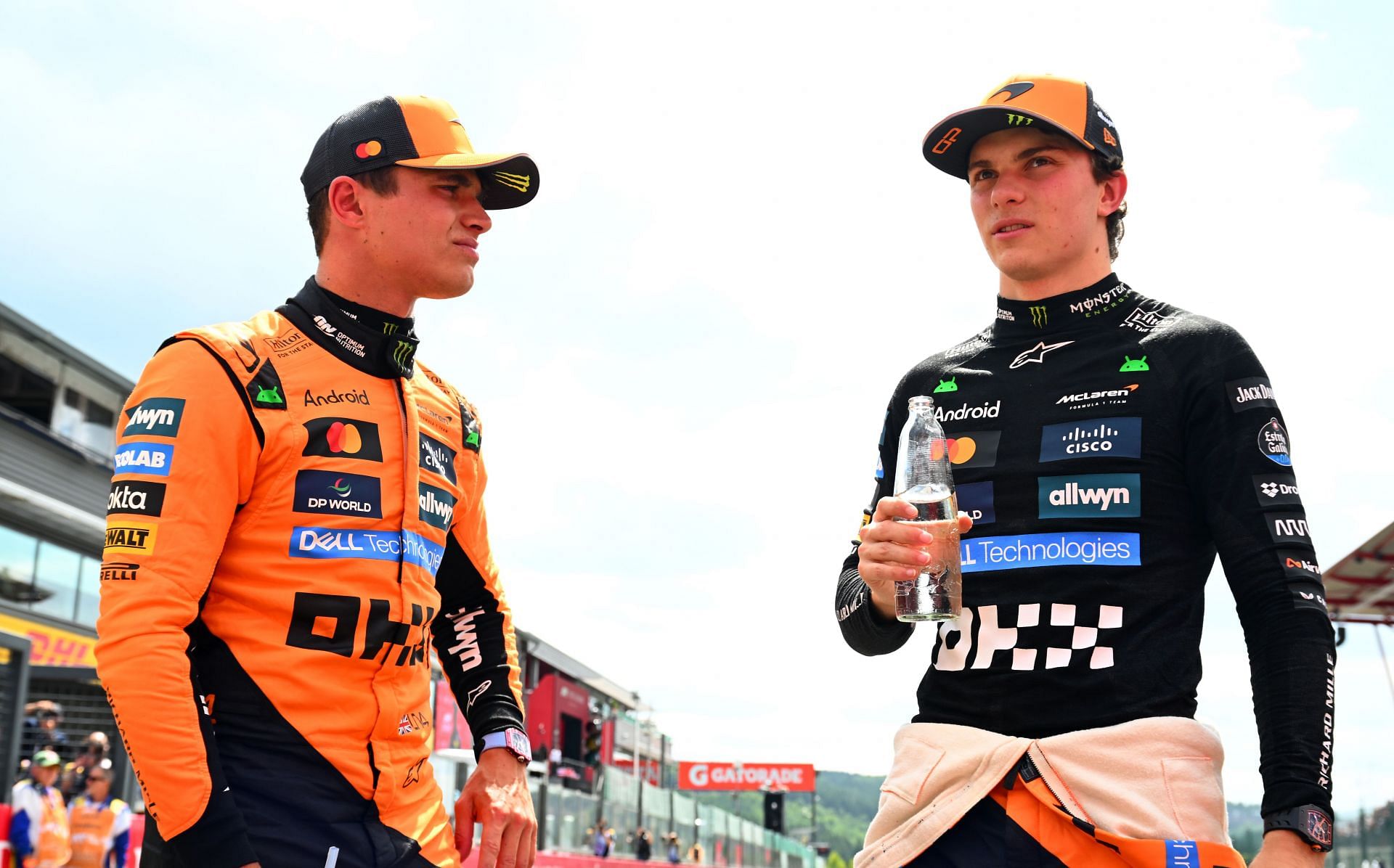 Lando Norris (L) and Oscar Piastri (R) after the sprint race at the F1 Grand Prix of Belgium race weekend - Source: Getty