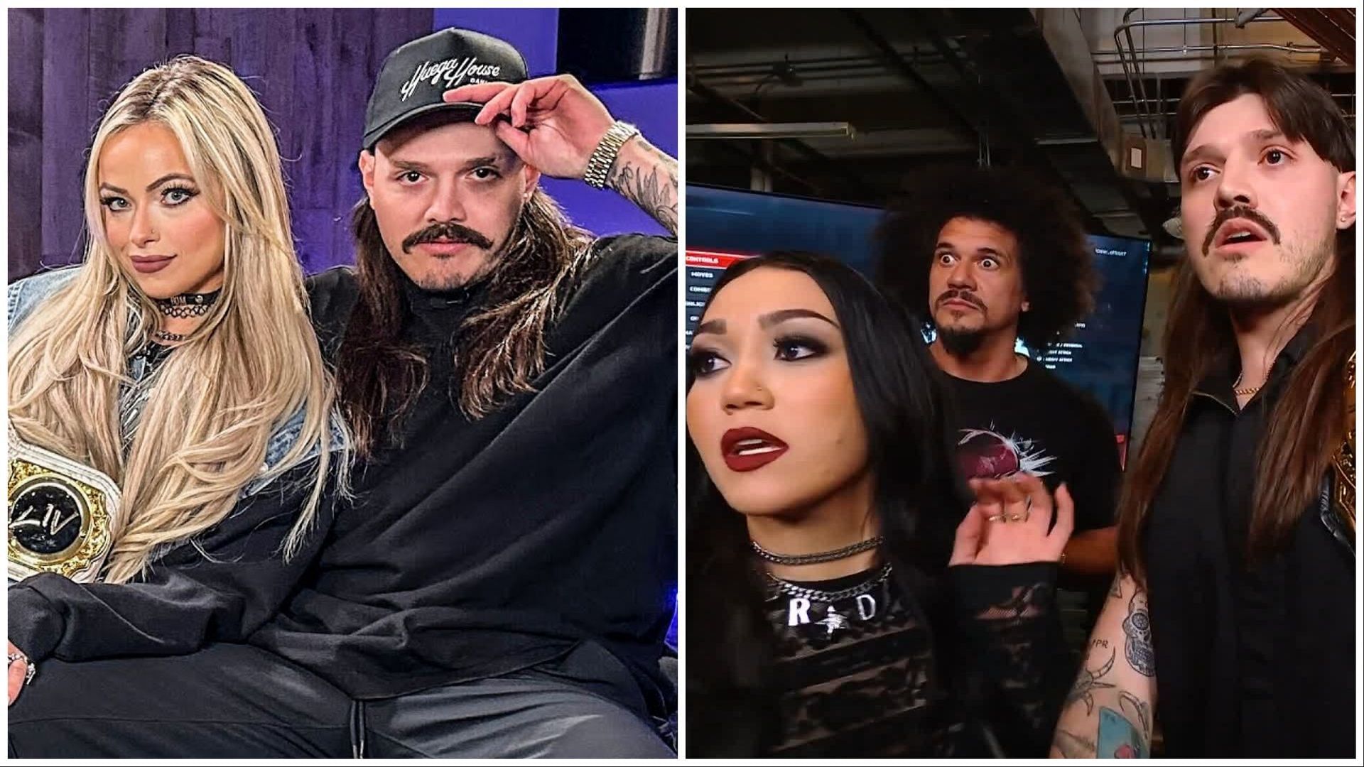 Liv Morgan, Dominik Mysterio and Roxanne Perez. (Photos: WWE.com and WWE on YouTube)