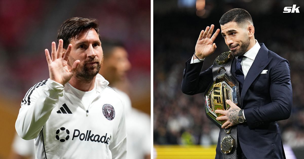 Lionel Messi (left) and Ilia Topuria - Both pics GETTY