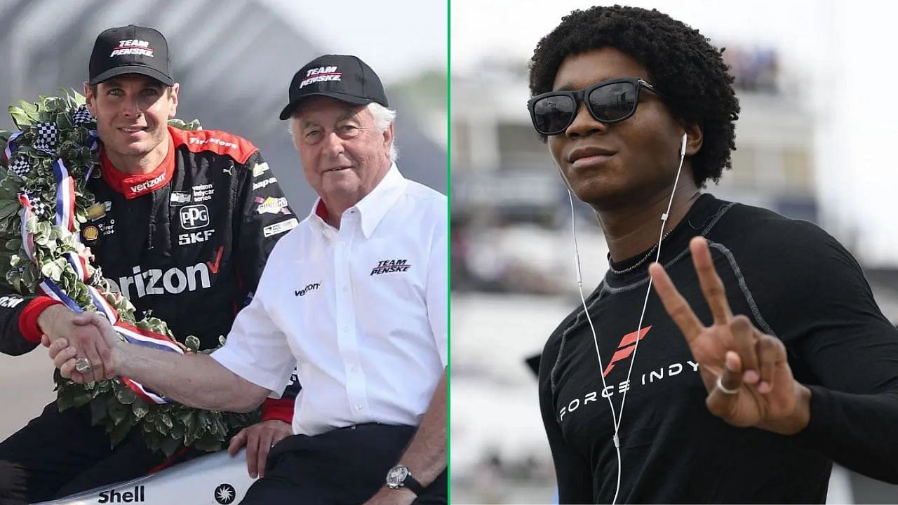 Will Power, Roger Penske, and Myles Rowe | Image via Getty