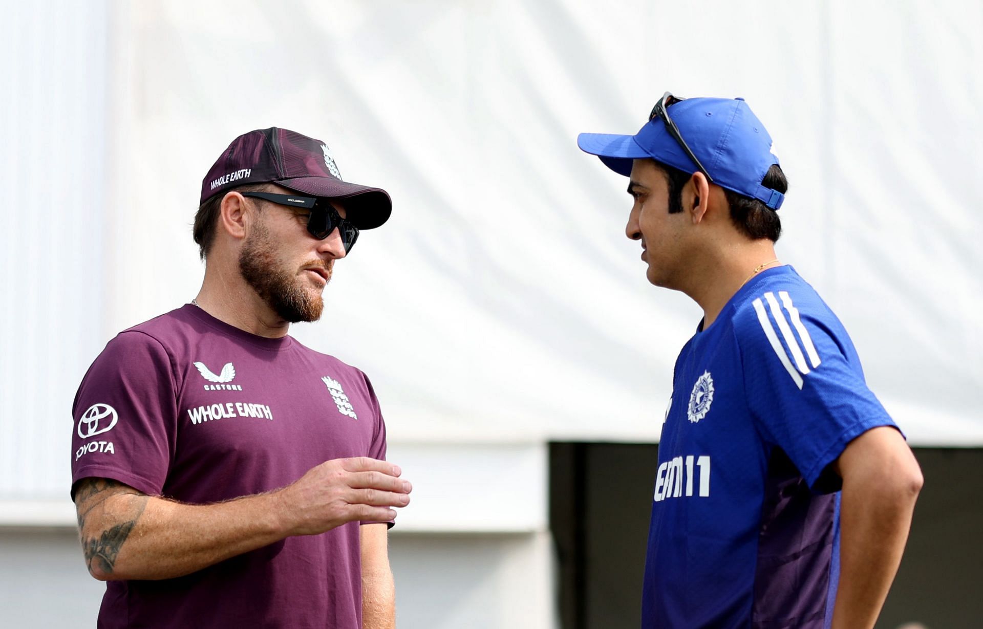An old photo of Brendon McCullum (left) standing on the Oval pitch has gone viral. [P/C: Getty]