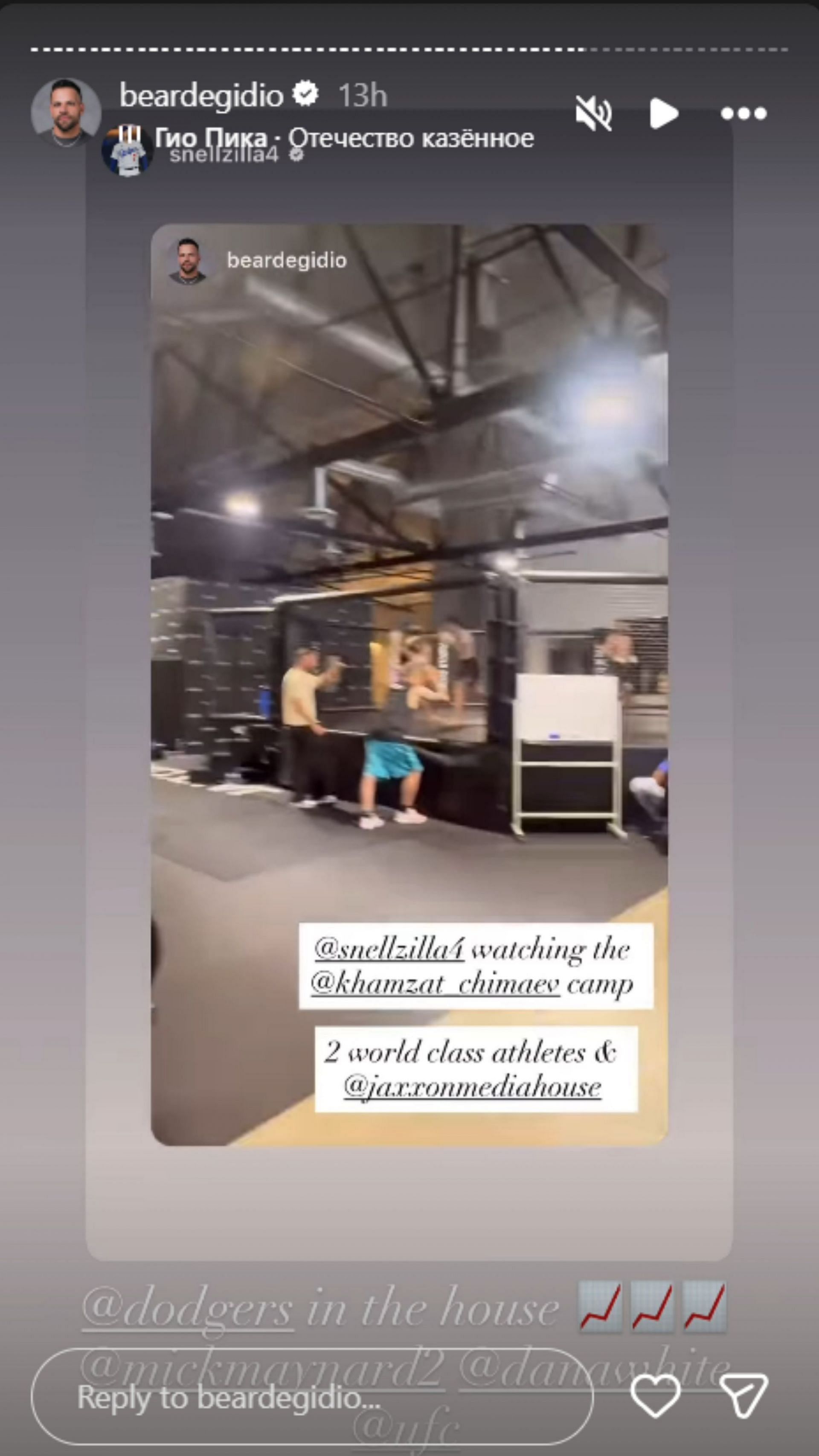 Instagram story of Bear D&#039;Egidio [Source: Instagram/beardegidio]