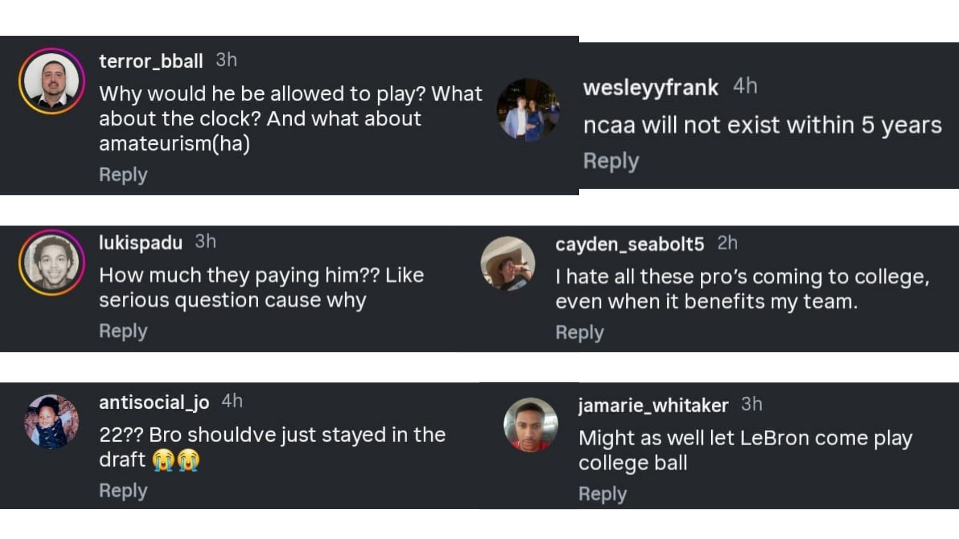 Fans&#039; comments on Thijs De Ridder&#039;s commitment to Virginia (Tipton Edits/Instagram)